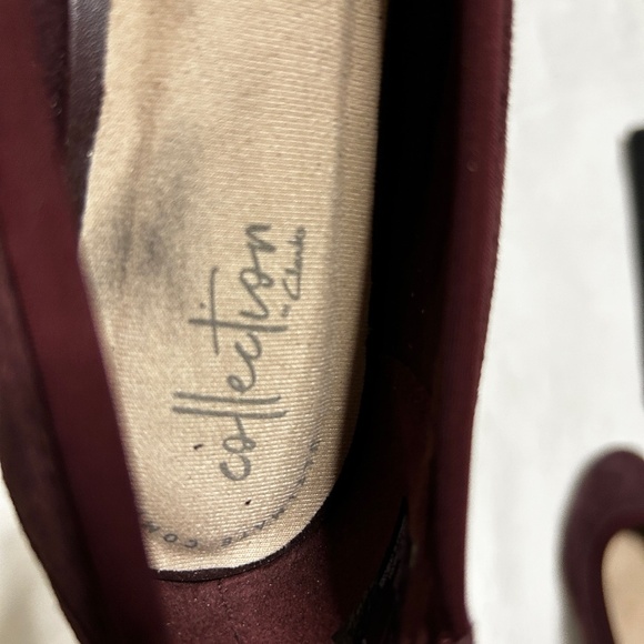 Clarks Women's 6.5 Wide Plum Purple Suede Like Pump Wedding Event Holiday Shoea - Picture 7 of 12